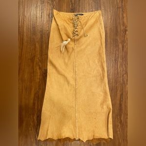 RALPH LAUREN brown leather skirt